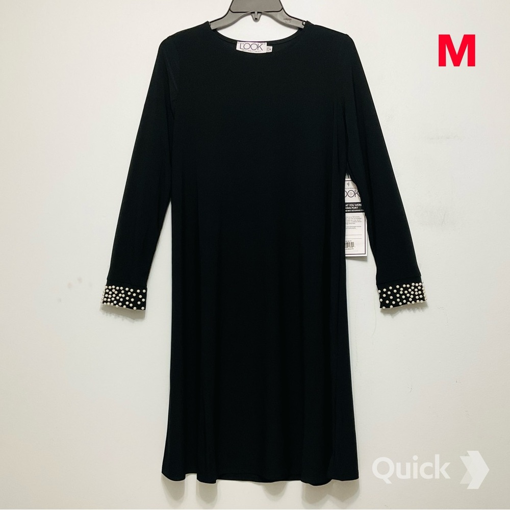 M - NWT The Look Black Dazzle Shift Dress